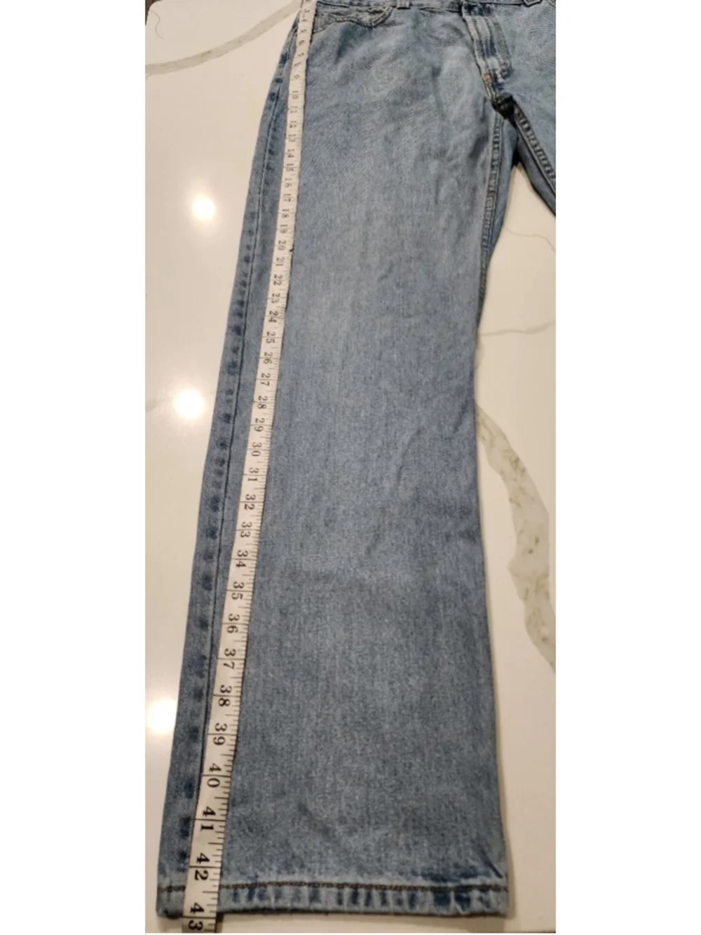 Levi's 505 Regular Fit Straight Leg Jeans Mens W36 L32 Light Blue Faded Denim